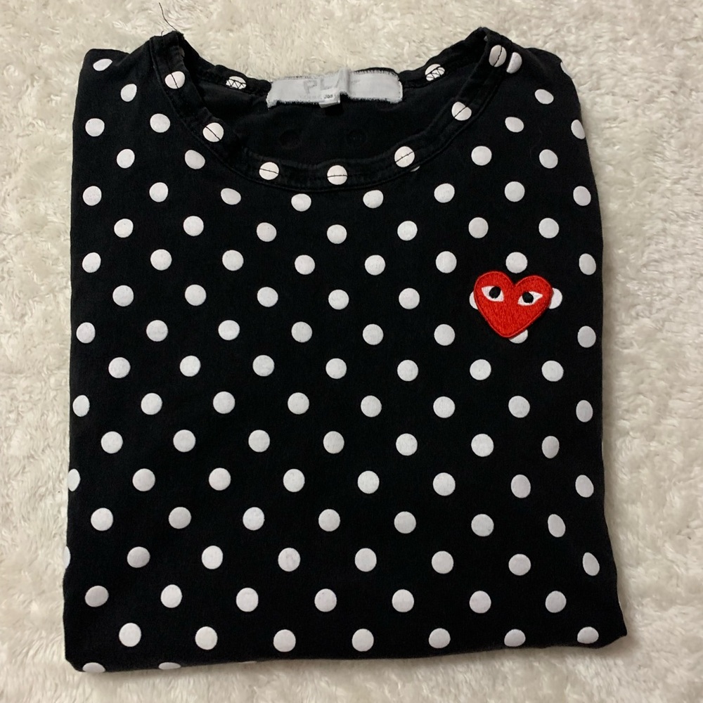 Comme de garçons heart polka dot tee